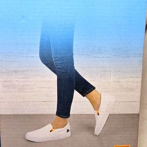 Aldi Gear Slip On Canvas Shoe Flats Sneaker WHITE Size 7 Aldi Logo Womens